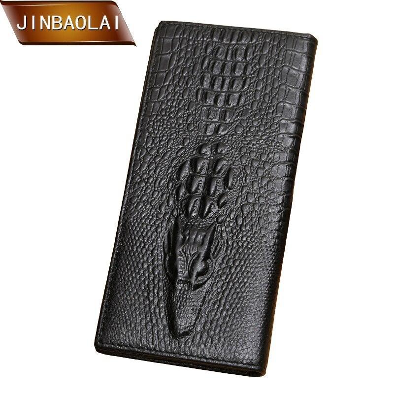 JINBAOLAI алигатор вени крава истински кожени портфейли за мъже висока ...