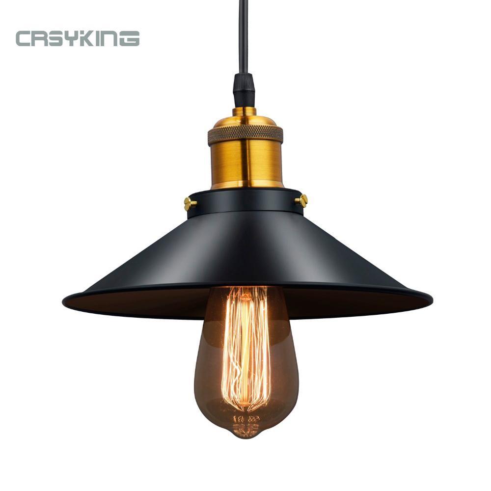 Винтидж Индустриална висулка светлина Ретро таван лампа черна желязна ...